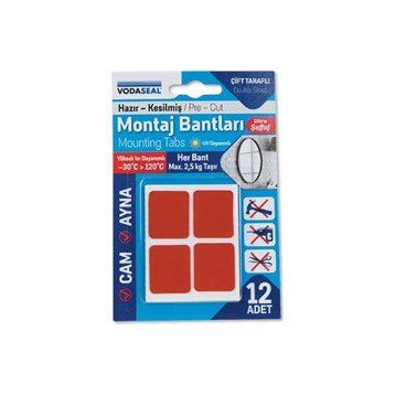 Vodaseal 12'li Şeffaf Çift Taraflı Montaj Bandı