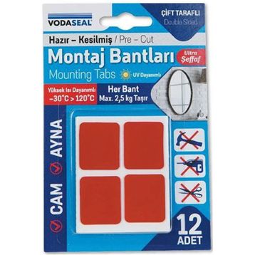 Vodaseal 12'li Şeffaf Çift Taraflı Montaj Bandı