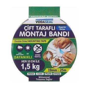 Vodaseal 53.01.039 19x25 mt Çift Köpük Montaj Bandı