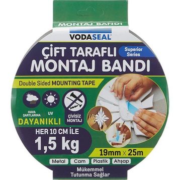 Vodaseal 53.01.039 19x25 mt Çift Köpük Montaj Bandı