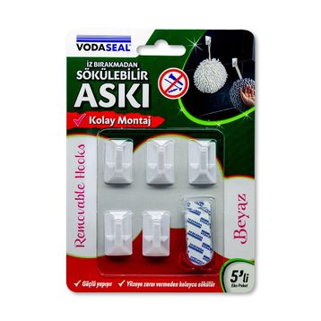 Vodaseal Beyaz 5'li İz Bırakmayan Askı