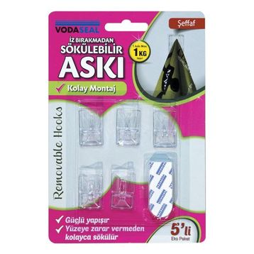 Vodaseal Beyaz 5'li İz Bırakmayan Askı