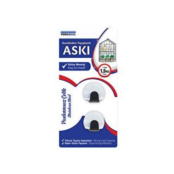 Vodaseal Kendinden Yapışkanlı 2'li Oval Krom Askı
