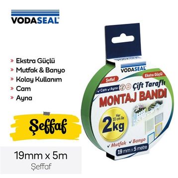 Vodaseal Şeffaf 19 mm x 5 mt VHB Montaj Bandı