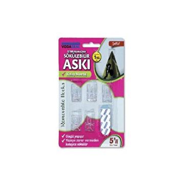 Vodaseal Şeffaf 5'li Max 1kg İz Bırakmadan Sökülebilir Askı