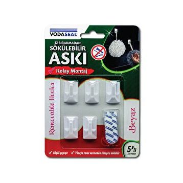 Vodaseal Şeffaf 5'li Max 1kg İz Bırakmadan Sökülebilir Askı
