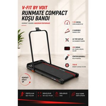 Voit Vfit By Runmate Compact Manuel Eğim Ayarlı Katlanabilir Uzaktan Kumandalı 10 km Hız Koşu Bandı
