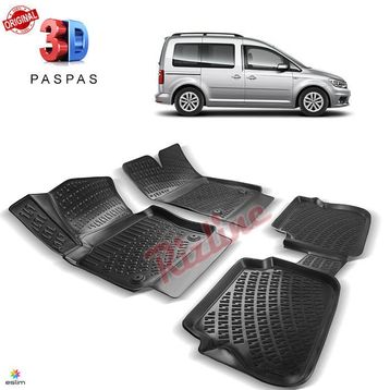 Volkswagen Caddy 2010-2015 Siyah 3D Havuzlu Paspas