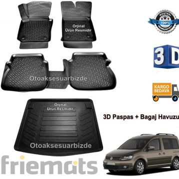 Volkswagen Caddy 2015 3D Havuzlu Paspas