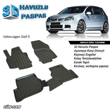Volkswagen Golf 5 3D Havuzlu Paspas
