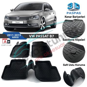 Volkswagen Passat B7 2015 3D Havuzlu Paspas