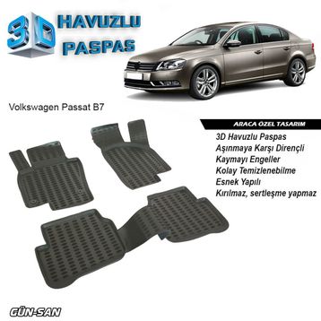 Volkswagen Passat B7 3D Havuzlu Paspas