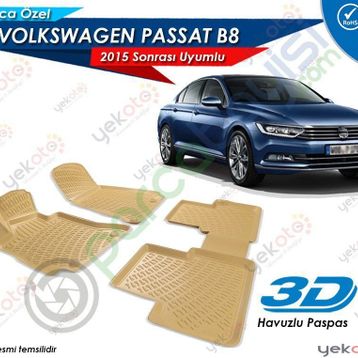 Volkswagen Passat B8 2015 3D Havuzlu Paspas