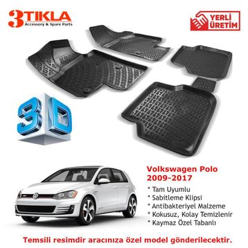 Volkswagen Polo 2009--2017 3D Havuzlu Paspas