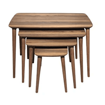 Vovva Home Luci Ceviz 4'lü Mdf Ahşap Zigon Sehpa