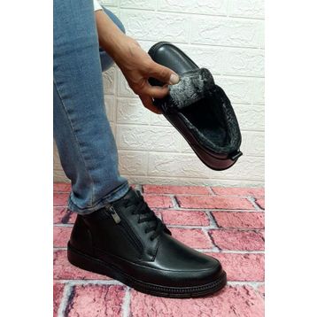 Voyager 5511 Siyah Deri Kürklü Erkek Bot