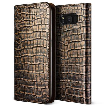 Vrs Design Galaxy S8 Genuine Croco Diary Dark Gold Kılıf