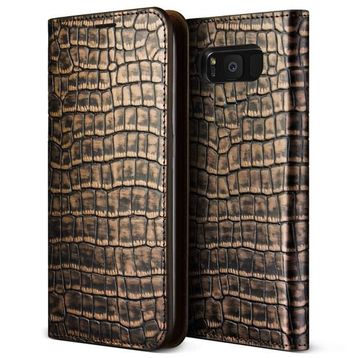 Vrs Design Galaxy S8 Genuine Croco Diary Dark Gold Kılıf