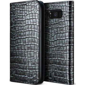 Vrs Design Galaxy S8 Genuine Croco Diary Dark Silver Kılıf