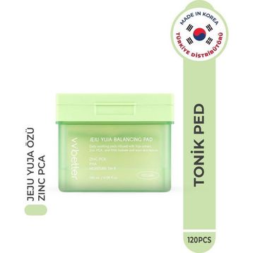 Vvbetter Jeju Yuja Cera Balancing Pad Ped Zınc Pca Pha Kore 120 pcs Cilt Dengeleyici Sıkılaştırıcı Tonik