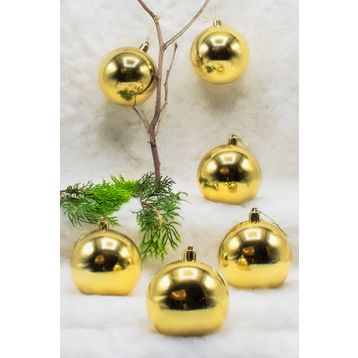 Waldern RENKLİCİCİ001 Gold 8 cm 6lı Cici Top Yılbaşı Çam Ağacı Süsü