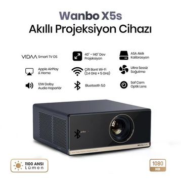 Wanbo X5S 1100 Lümen Full HD Wi-Fi LED Projeksiyon Cihazı