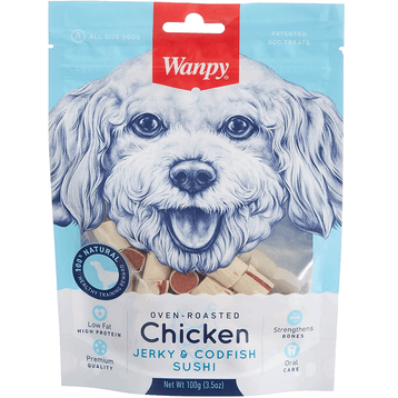 Wanpy 100 gr Oven Roasted Doğal Tavuk ve Morina Balık Sargılı Köpek Ödülü