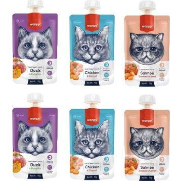 Wanpy 3 Çeşit 6x90 gr Karma Kedi Et Ezmesi