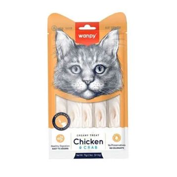 Wanpy 5x14 gr Kremalı Tavuk ve Yengeçli Kedi Ödül Maması