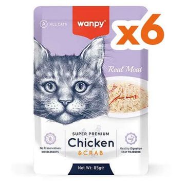 Wanpy 6x85 Super Premium Pouch Tavuklu ve Yengeçli Yaş Kedi Maması