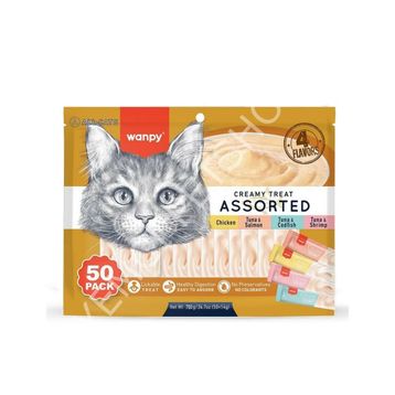Wanpy Karışık 4 Lezzetli 50x14 gr Krema Kedi Ödülü