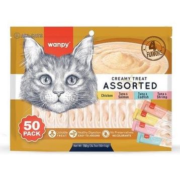 Wanpy Karışık 4 Lezzetli 50x14 gr Krema Kedi Ödülü