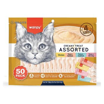 Wanpy Karışık 4 Lezzetli 50x14 gr Krema Kedi Ödülü