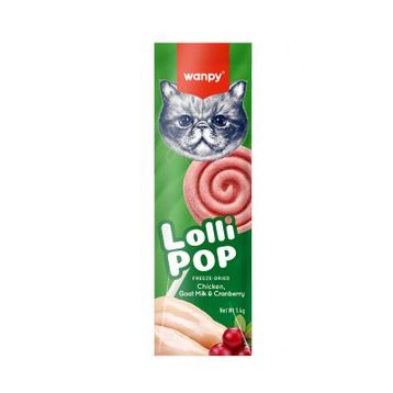 Wanpy LolliPop Dondurularak Kurutulmuş Kızılcıklı Lolipop 10x1.4 gr Kedi Ödül Maması