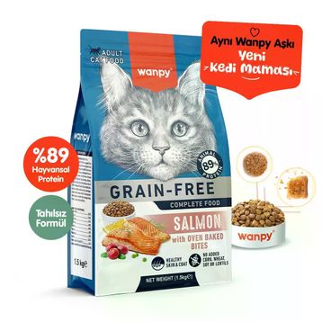 Wanpy Tahılsız Somon Balıklı 1.5 kg Yetişkin Kuru Kedi Maması