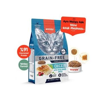 Wanpy Tahılsız Tavuklu 1.5 kg Yavru Kuru Kedi Maması