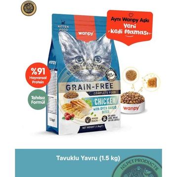 Wanpy Tahılsız Tavuklu 1.5 kg Yavru Kuru Kedi Maması