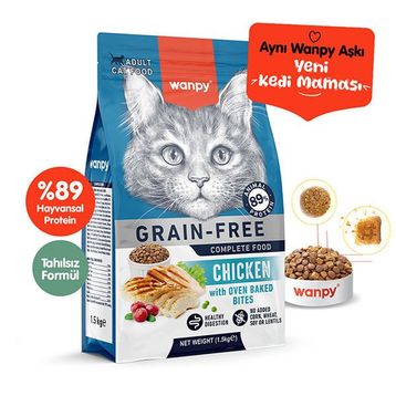 Wanpy Tahılsız Tavuklu 1.5 kg Yetişkin Kuru Kedi Maması