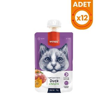 Wanpy Taze Ördekli ve Bal Kabaklı Et Ezmesi Doğal 12x90 gr Kedi Ödülü