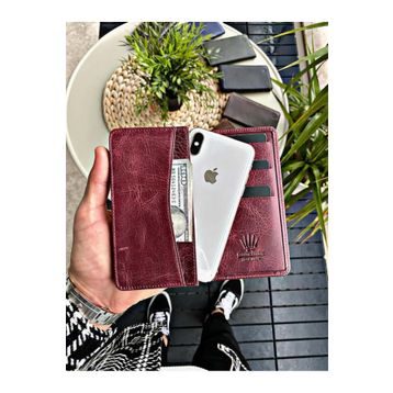 Watch Of Royal Mini Elegant Bordo Unisex Telefon Cüzdanı