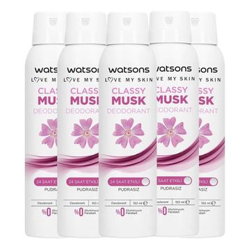 Watsons Classy Musk 5x150 ML Sprey Deodorant