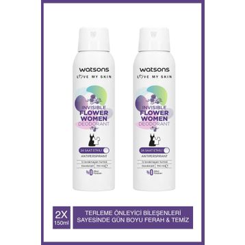 Watsons Invisible Flower 2x150 ml Kadın Sprey Deodorant
