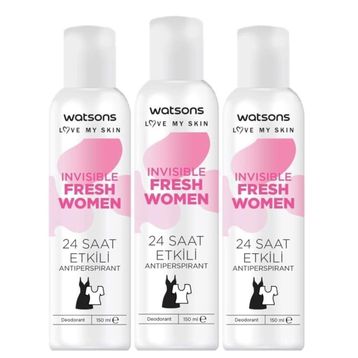 Watsons Invisible Fresh Women 3x150 ml Sprey Deodorant