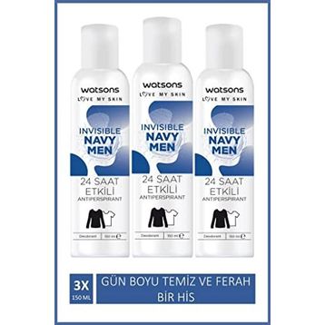Watsons Invisible Navy Men 3x150 ML Deodorant