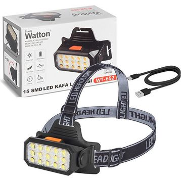 Watton WT-652 Sarı Beyaz Şarjlı Kafa Lambası
