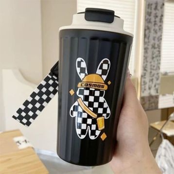Weather Forecast CIN483SY Mug 316 L Çelik Siyah Tavşan Figür 400 ml Kahve El Termos