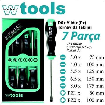 Weber Tools 7 Parça Düz-Yıldız Tornavida Seti