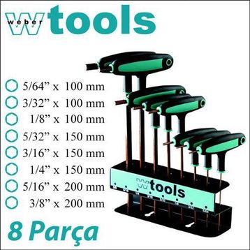 Weber Tools T Saplı 8 Parça Allen Seti