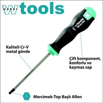 Weber Tools Top Başlı 5.0 x 100 Mm Allen Tornavida