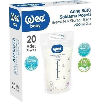 Wee Baby 200 ml 20 Adet Anne Sütü Saklama Poşeti